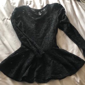 Black Lace Peplum Top